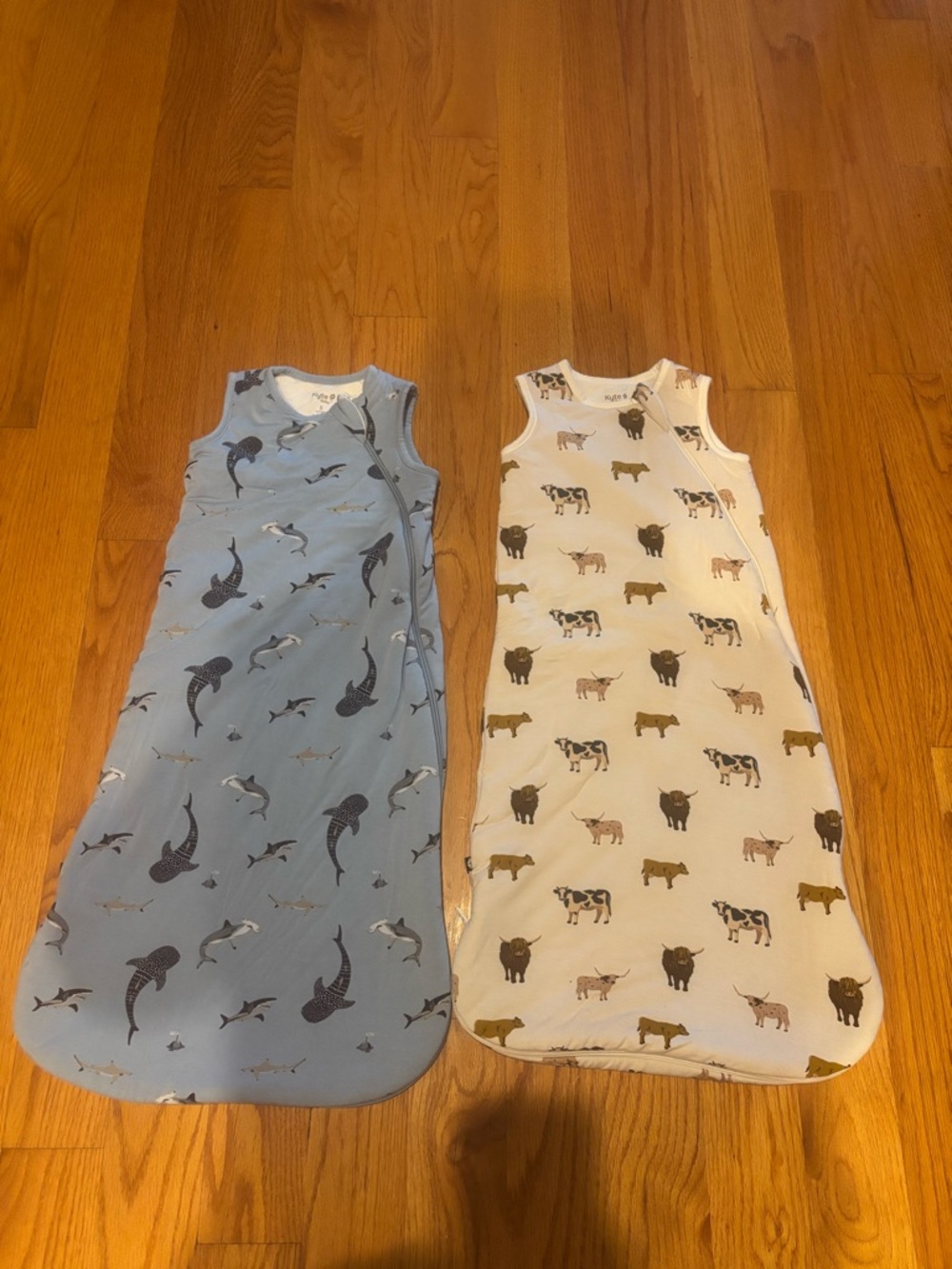 #KyteBaby Sleep Sacks - shark & moo prints, Size S, 1.0 TOG (amazing condition)